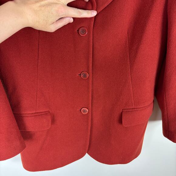Ann Taylor Vintage 90s Red-Orange 3-Button Blazer Jacket Wool Cashmere Nylon - Picture 4 of 9